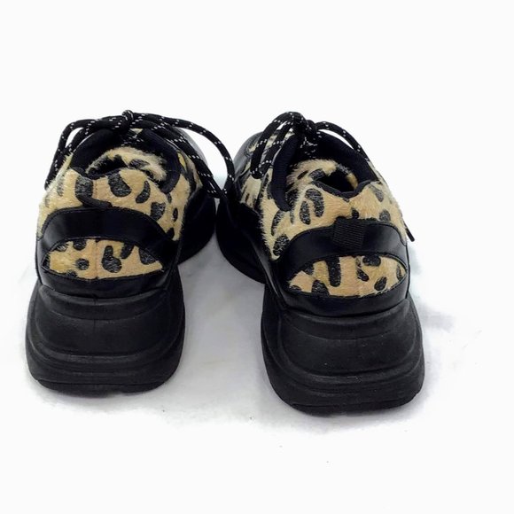 Calf Hair Leather Lace Up Women’s Leopard Print Shoes Size 9.5 - Picture 3 of 8